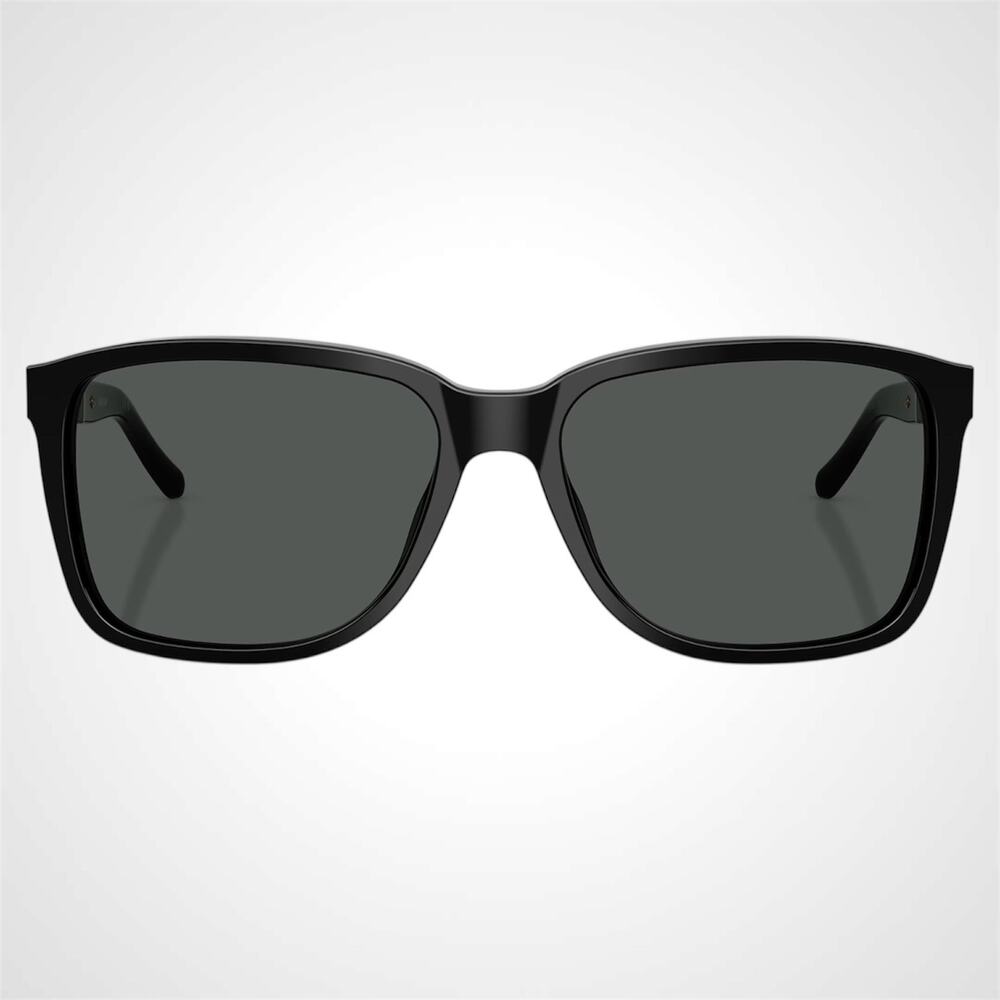 New Burberry Sunglasses Black Solid Square Frame Brown Check Arms 58mm - Picture 2 of 10